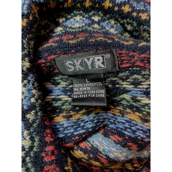 SKYR Lambswool Sweater Cardigan Multi Color Striped Button Down Long Sle… - Picture 5 of 5